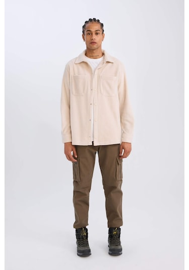 DeFacto Relax Fit Polar Uzun Kollu Gömlek A4782AX24WNBG721 Bej