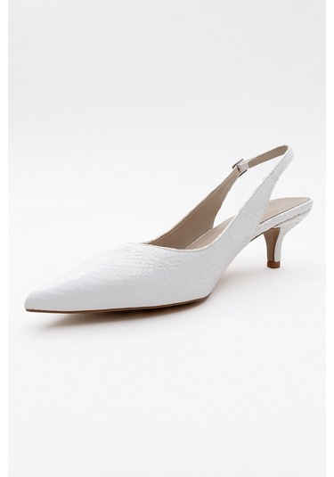 Value Beyaz Desenli Kadın Topuklu Ayakkabı Beyaz Yılan Beyaz