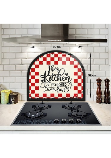 Decorita Cam Ocak Arkası Koruyucu | Oval Şekilli | Kitchen Love