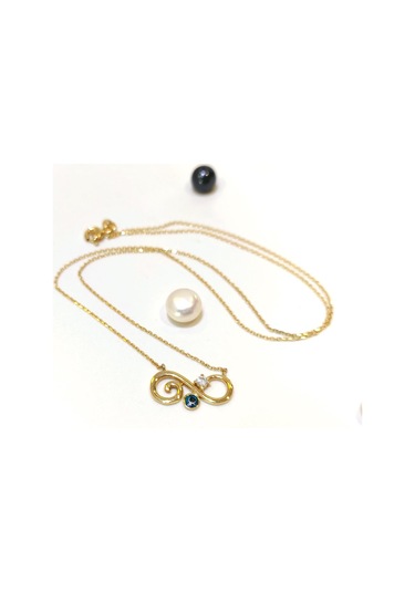 Altın Ürünler Sonsuzluk Göz Boncuklu Kolye 14 Ayar