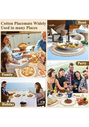 Skycity 4'lü Pamuklu Yıkama Eliyoruz, 33 Cm Isıya Dayanıklı Masa Dekoru, Rustik Tarz Ev Dekorasyonu Aksesuarı Bej