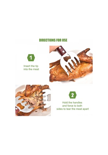 Xiyyadms Paslanmaz Çelik Et Pençesi - Uzun Ahşap Saplı, Kaymaz Tutuşlu, Kolay Temizlenir Bbq Ve Et Ayırma Aleti Diğer