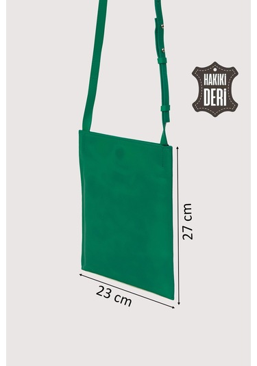 Hakiki Deri Kadın Omuz Çantası Yeşil Smr8978 Yeşil