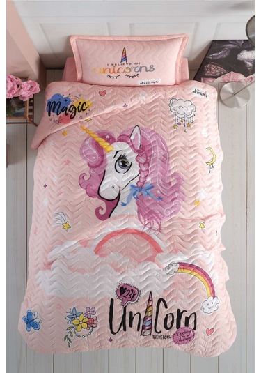 Clasy %100 Pamuk Pink Dreams V1 Tek Kişilik Yatak Örtüsü Pembe