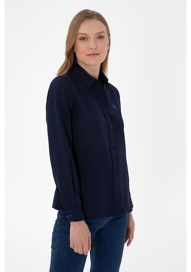 U.S. Polo Assn. Kadın Lacivert Uzun Kollu Basic Gömlek 50316711-VR033