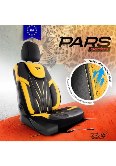 Panda Pars Serisi Deri Oto Koltuk Kılıfı - Sarı