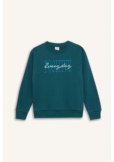 DeFacto Erkek Çocuk Bisiklet Yaka Baskılı Sweatshirt D3036A824WNGN146