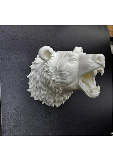 Krem Ayı Figürü Duvar Süsü Asılabilir Hediyelik Dekoratif 25x19 Cm