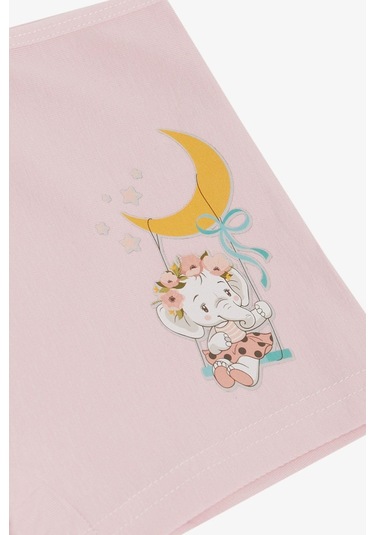 Breeze Kız Çocuk Boxer Sevimli Bebek Fil Baskılı 5-11 Yaş, Pudra-pudra Pudra