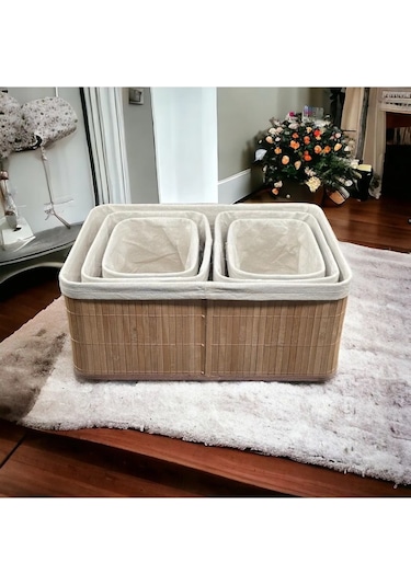Bambu 5'li Pinterest Stil Organizer Sepet 16573 Bambu