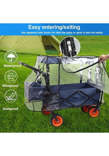 Elmpaly Transparan Siyah Su Geçirmez Eva Karavan Yağmurluk Örtüsü Rüzgar Toz Kar Korumalı Çok Amaçlı Araç Örtüsü Yan Cepheli