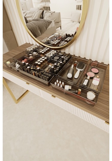 Meleni Home 20 Parça Modüler Dolap Düzenleyici - Saklama Kutusu Çekmece İçi Organizer Siyah