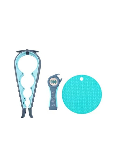 Vkemall Zayıf El Gücü, Artritli Yaşlılar Ve Çocuklar İçin Çok Amaçlı Açıcı Seti Kaymazsız Tutamaklı Mavi Mavi