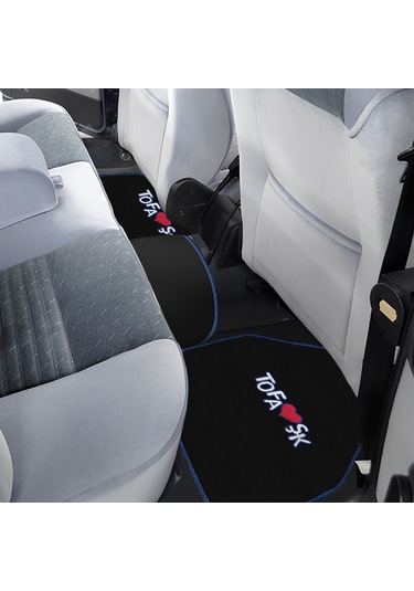 Tofaş Şahin Doğan Kartal Uyumlu Siyah Halı Paspas 5'li Set Mavi Şeritli Nakışlı Oto Paspas Takımı