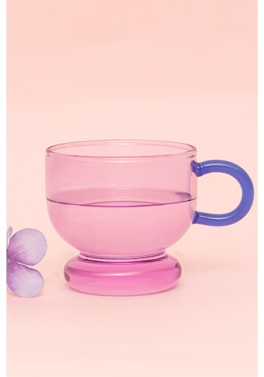 Glass In Love Renkli Kulplu Cam Bardak - Pembe