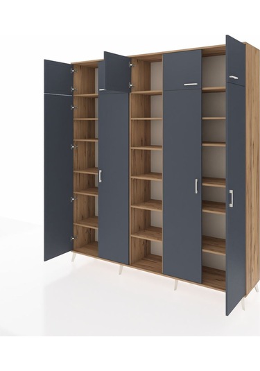 Hyperion Dolap 18 Raflı 9 Kapaklı 220x44x243 Çam-antrasit/çam Antrasıt/atlas Çam