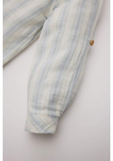 DeFacto Erkek Bebek Çizgili Uzun Kollu Gömlek D9364A525SPBE343 Mavi