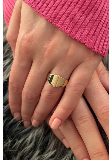 Fiyonk Kuyumculuk 14 Ayar Altın Taşsız I Harfli Yüzük 001