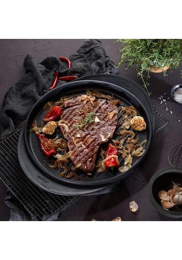 Aryıldız Döküm Grill Tepsi Pro Grade 34cm Siyah
