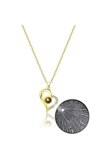 Ervanur 100 Dilde Seni Seviyorum Kalp Kolye Altın