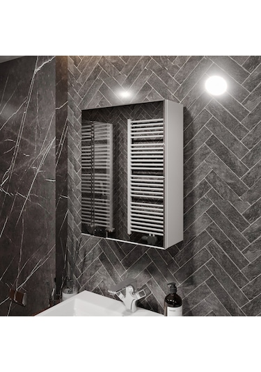 Rosepal Mobilya Luna Aynalı Beyaz Banyo Dolabı Beyaz