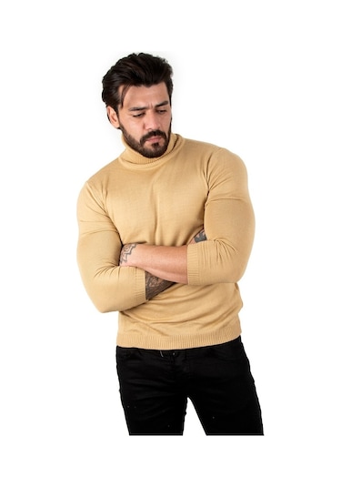 Deepsea Camel Balıkçı Yaka Camel Düz Kazak 2002292 Camel