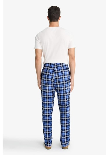 Defacto Regular Fit Cepli Polar Kareli Pijama Altı G2730ax25wnbe514 Mavi