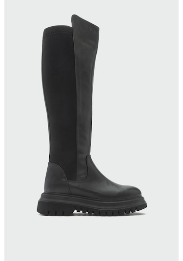 Paul Siyah Streç Detaylı Kadın Çizme Siyah