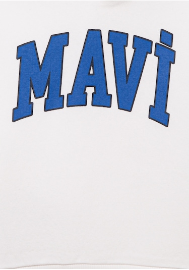 Mavi - Mavi Logo Baskılı Beyaz Kapüşonlu Sweatshirt 6610110-70057