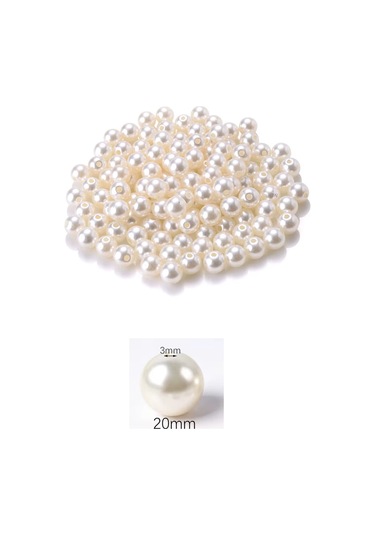 100 Gram 20mm Krem Renk Plastik İnci Boncuk Çanta Ve Takı Yapım Boncuğu 20 Adet