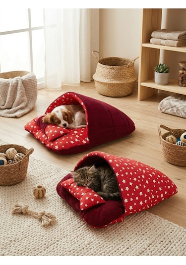 Terlik Model Çift Taraflı Kedi Köpek Yatağı