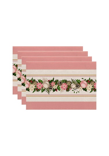 4 Adet Noel Ağaçları Kar Pembe Noel Masa Örtüleri Kış Masa Örtüleri I Diğer