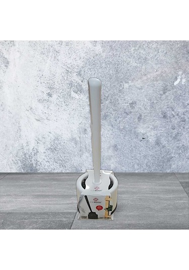 Yuvarlak Altı Kapalı Hazneli Silikon Wc Klozet Temizleme Fırçası Beyaz Renk Beyaz