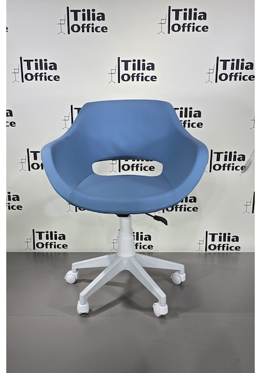 Monaco Çalışma Kesim Çocuk Koltuğu Beyaz Ayak Açık Mavi