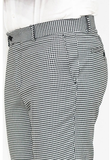 Wessi Kaz Ayağı Desenli Slim Fit Gri Erkek Pantolon Gri