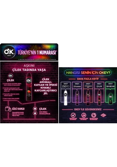 Okey Çilek Aromalı Kayganlaştırıcı Jel 4 x 100 ML