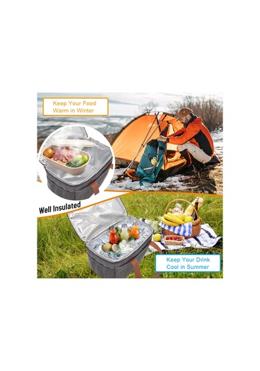 Dianziye Alüminyum Folyolu İzolasyonlu Piknik Soğutma Çantası - Gri Renk, Taşınabilir Boyut Çok Renkli