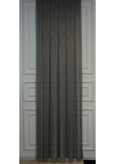Murcia Dökümlü Tül Perde Pilesiz Koyu Gri