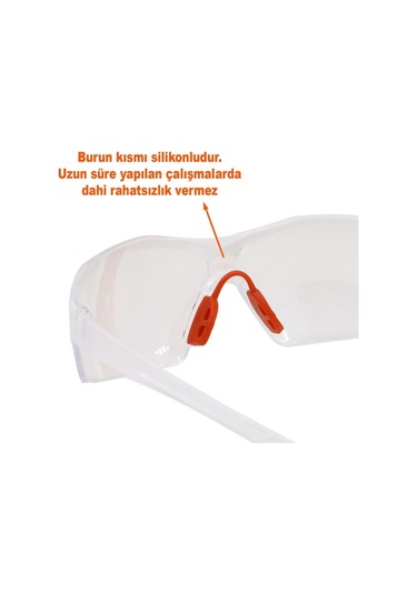 İş Güvenlik Gözlüğü Koruyucu Silikonlu Çapak Gözlük S1100 Şeffaf Koruyucu Gözlük