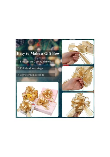 Dofolink 30 Adet Büyük Boy Altın Hediyelik Şerit Bow - Dekoratif Kumaş Bowknot