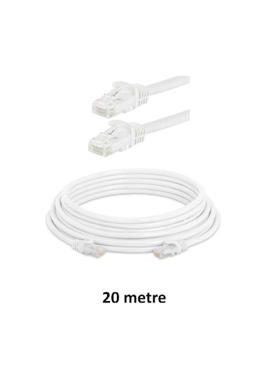 Cat6 Ethernet Kablosu 20 Mt - Rj45 Hazır Başlıklı İnternet Kablosu