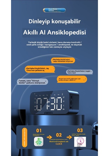 Akıllı Bluetooth Sesli Elektronik Çok Fonksiyonlu Saat Mini Program Sürümü