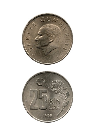 25.000 Lira 1996 Çil Eski Madeni Para