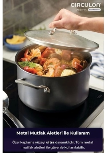 Circulon 24 Cm Kapaklı Derin Tencere Çok Renkli