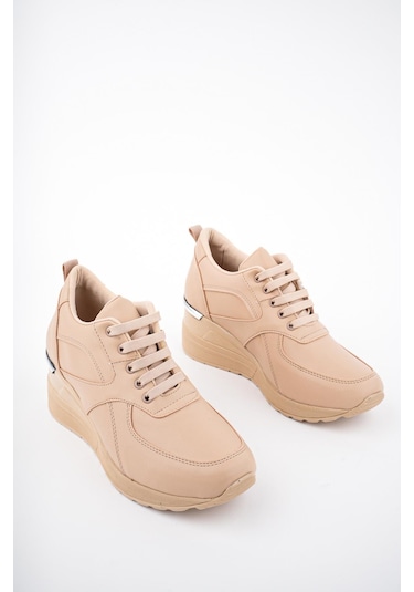 Muggo Nepal Garantili Kadın Ortopedik Yüksek Taban Günlük Bağcıklı Sneaker Spor Ayakkabı 001