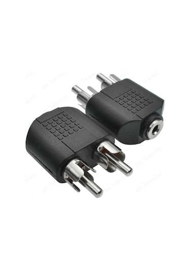 2 RCA Erkek to 3.5 mm Aux Stereo Dişi Ses Ayırıcı Adaptör