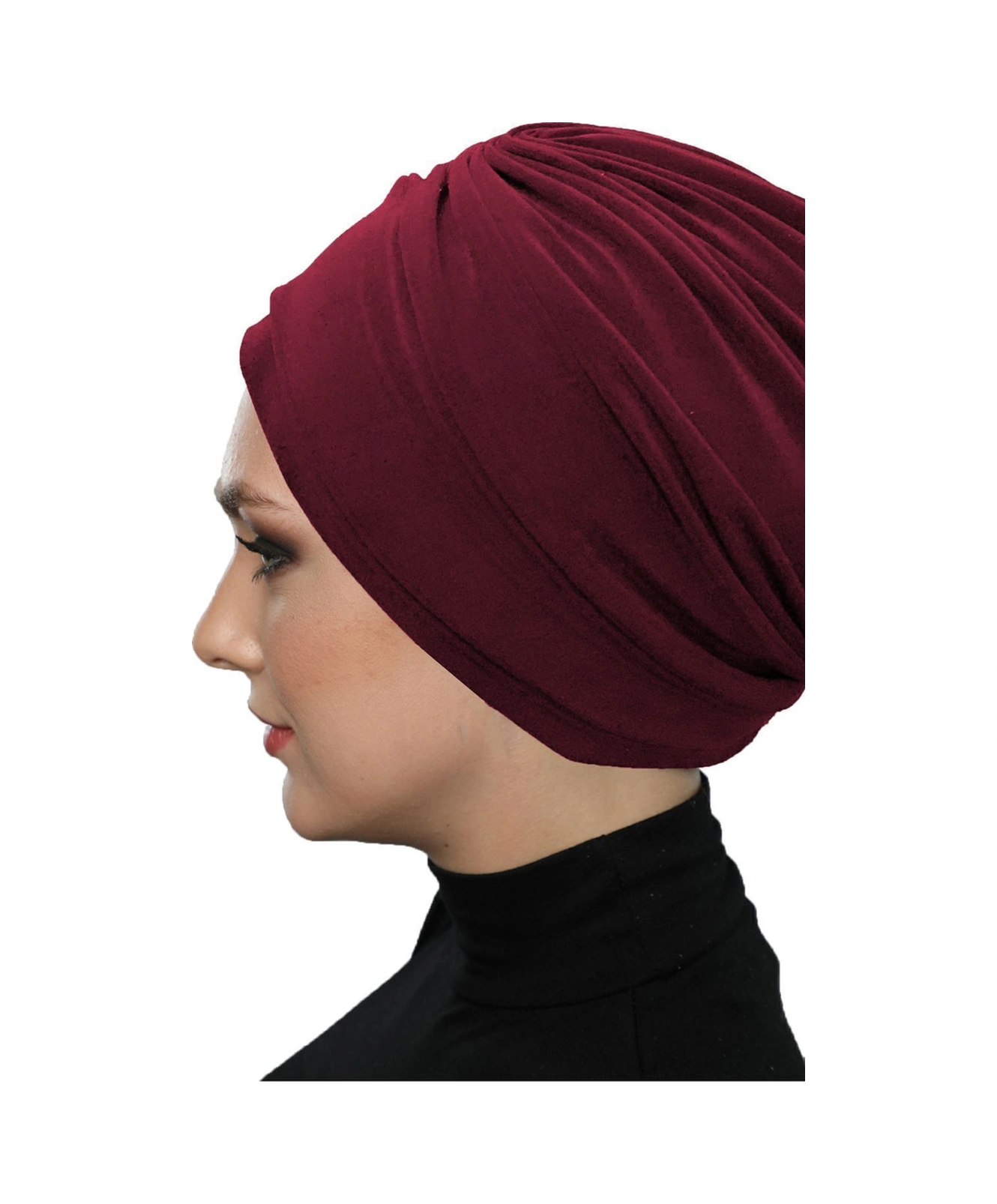 Çift Katlı Astarlı Bordo Hazır Türban Tesettür Dış Ve Havuz Bonesi Bordo