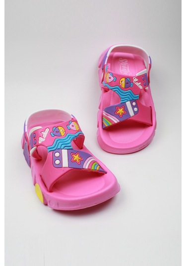 Günlük Unisex Çocuk Sandalet Esnek Kaymaz Taban Yazlık Ev Okul Kreş Ayakkabı Ps940-ps955 Fuşya