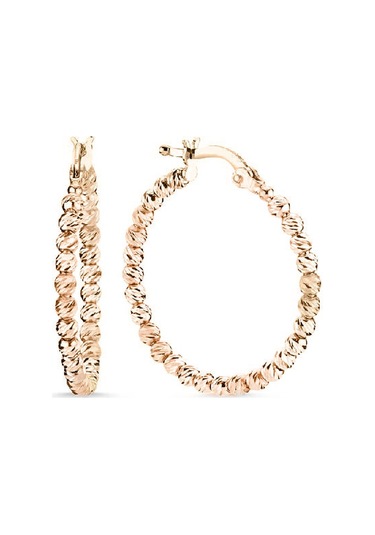 14k Rose Altın Tek Sıra Dorika Halka Küpe