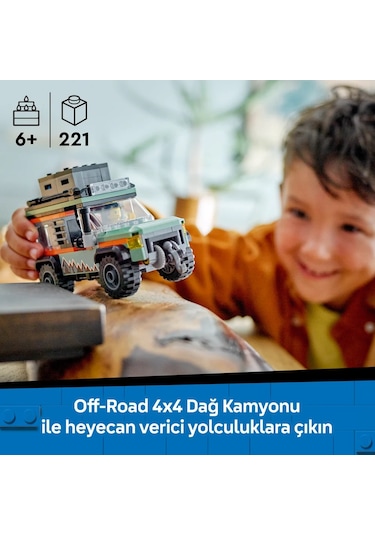 LEGO® City 4x4 Arazi Dağ Arabası 60447 - 6 Yaş ve Üzeri Çocuklar için Yaratıcı Oyuncak Yapım Seti (221 Parça)